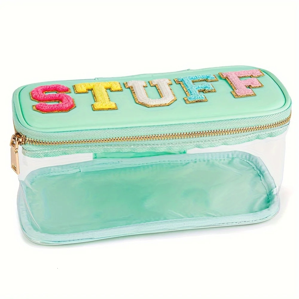 Ship from US Transparent Makeup Bag Organizer Travel Chenier with Built in Mirror 250227FBB