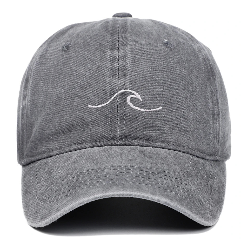 1Pcs Neutral and Fashionable Wave Pattern Embroidered Baseball Cap Retro Washed Duckbill Suitable For Outdoor Sports 250218