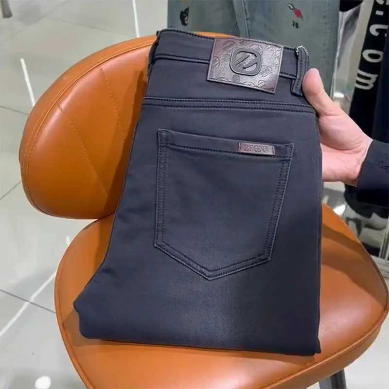 Fashion Korean Style Luxury Clothing Slim Black Designer Denim Jeans Men Smoke Gray Boyfriend Casual Streetwear Pencil Pants X250227
