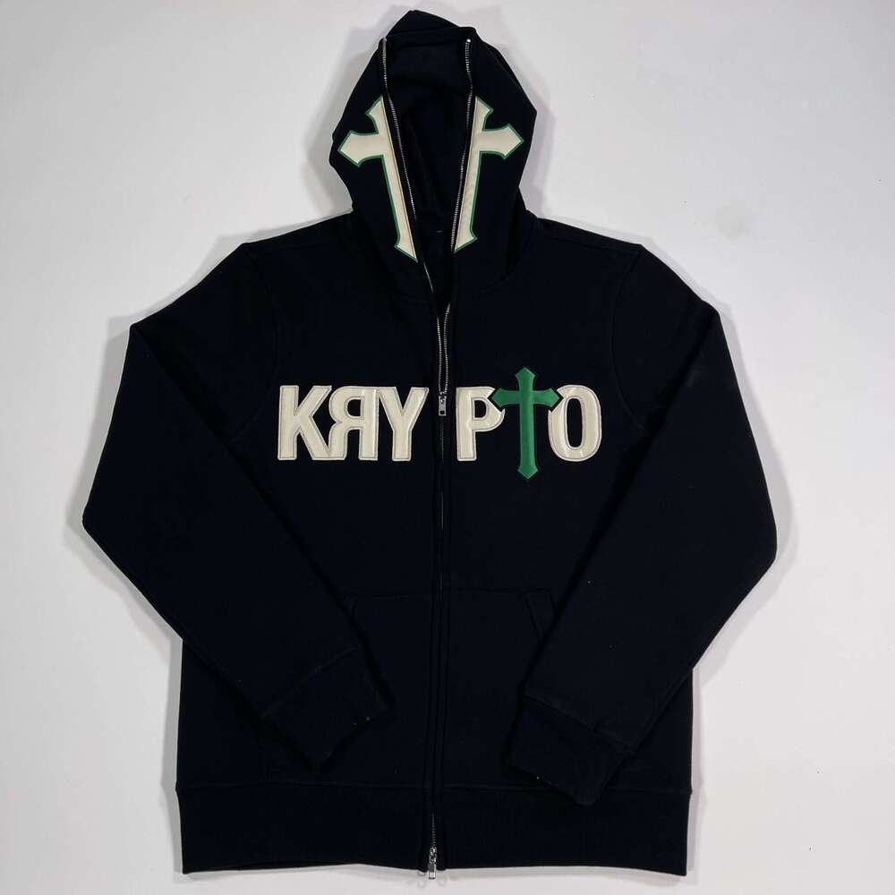 Gothic style fashion hoodie with loose letter zipper sweatshirt jacket