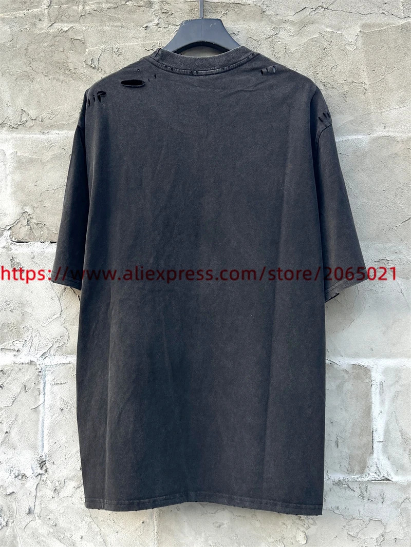 PLANET EARTH Vintage Washed TShirts Quality Tear Printing T Shirt Tee Tops 250226