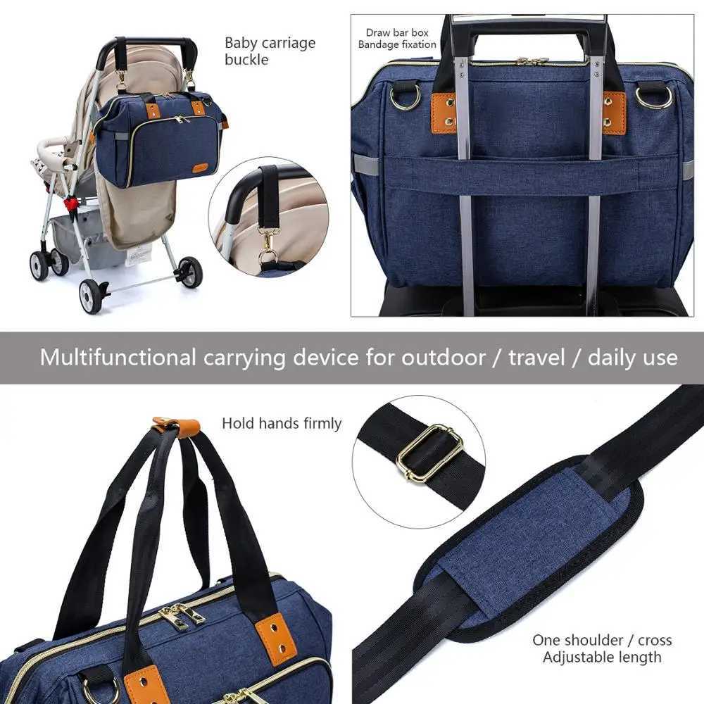 Diaper Bags Hot LEQUEEN Diaper Bag Messenger Bag Shoulder Bag Multi-functional Large Capacity Outigong Baby Crib Sleeping Bag Dropshipping Y250227DGB8