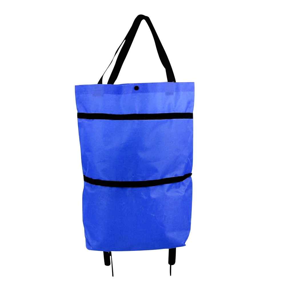 Ship from U.S. Shopping Pull Cart with Wheel Reusable Shopping Trolley Bag Oxford Easy Installation Waterproof High-Capacity Household Supplies 250227