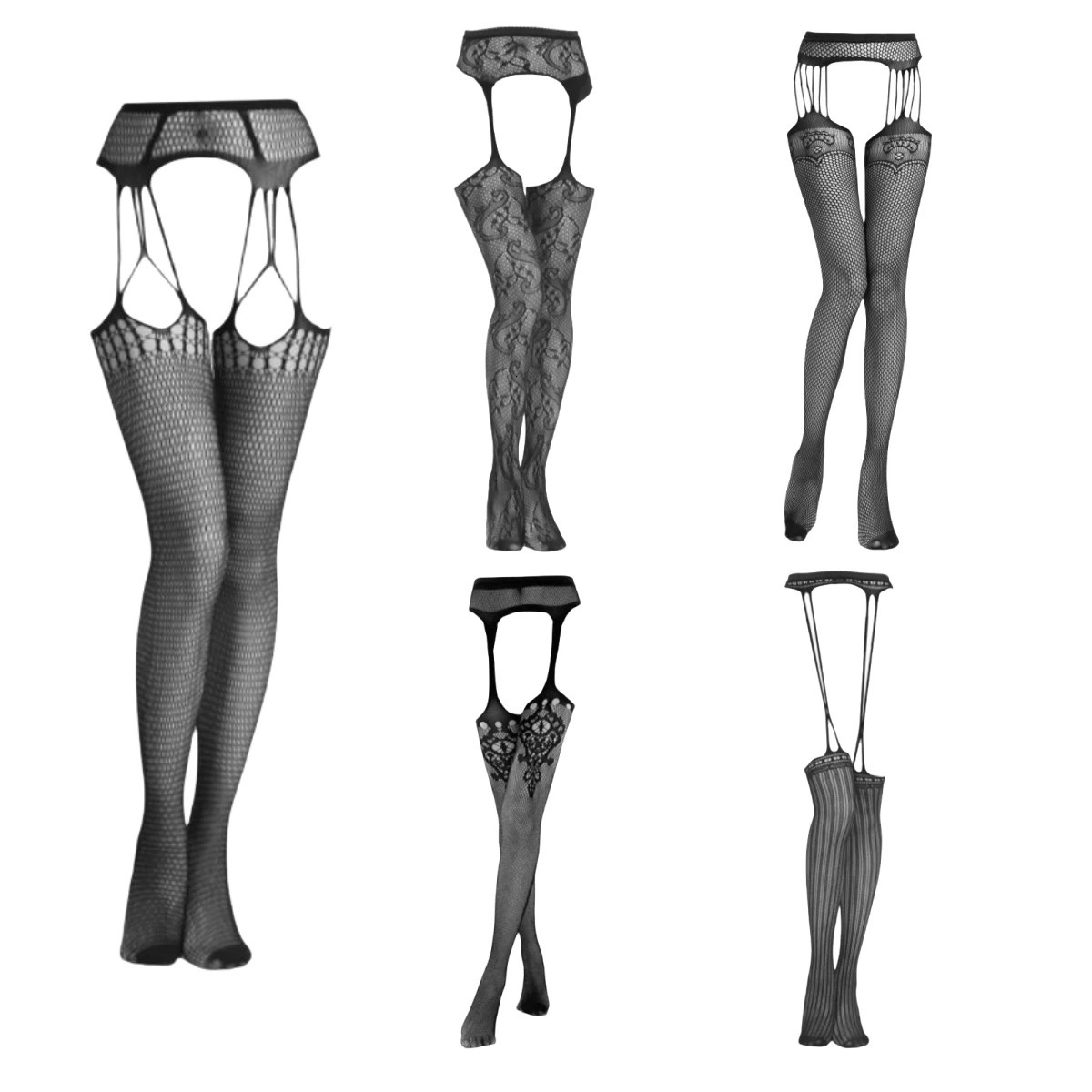 Simplejewel Fishnet Thigh High Garter Stockings Patterned Tights for Women Belt Set Suspender Pantyhose for Girl 250227
