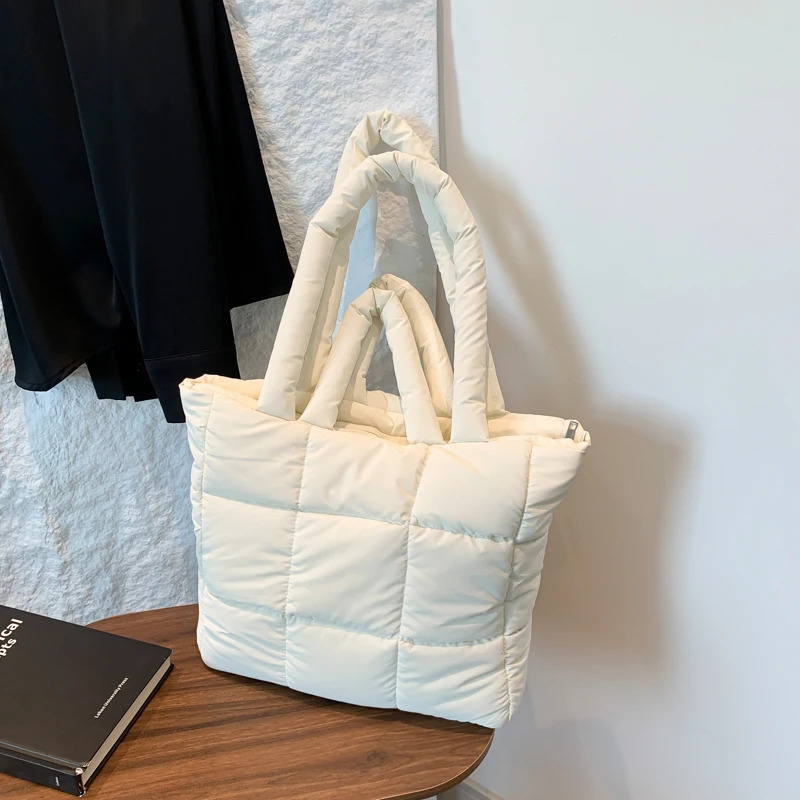 Ship from US Women Puffer Tote Bag Fashion Shoulder Large Capacity Soft Cloud Quilted Purse Stylish Commuting 250227FBB