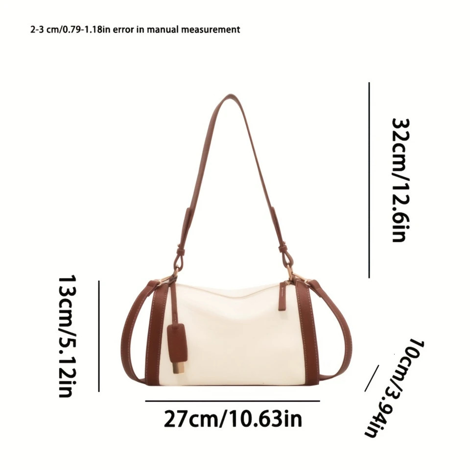 Ship from US Vintage Contrast Color Boston Bag Top Handle Satchel Shoulder Womens Versatile Handbag Purse 250227FBB