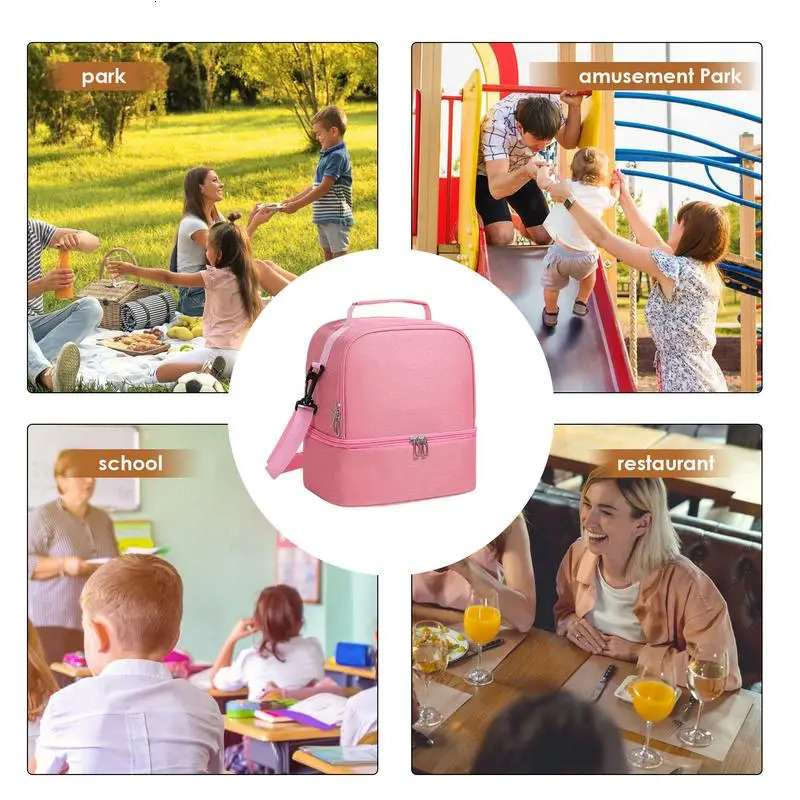 Ship from US Camping Cooler Bag Insulated Snack Pouch Beach Lunch Can With Shoulder Strap Portable Large Capacity BagWith 250227FBB