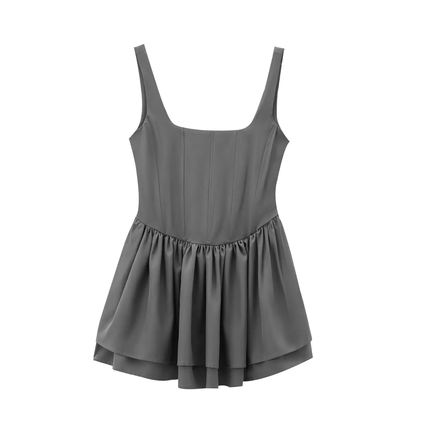 Fashion Solid Sling Mini Dress For Women Square Collar Sleeveless Backless Evening Party Short Dresses Female Club Chic 250226