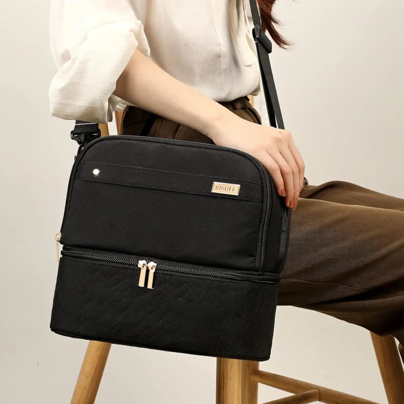 Ship from US Lunch Bag Women Insulated Two Separate Compartments Meal Box with Adjustable Shoulder Strap Leakproof Cooler Work 250227FBB