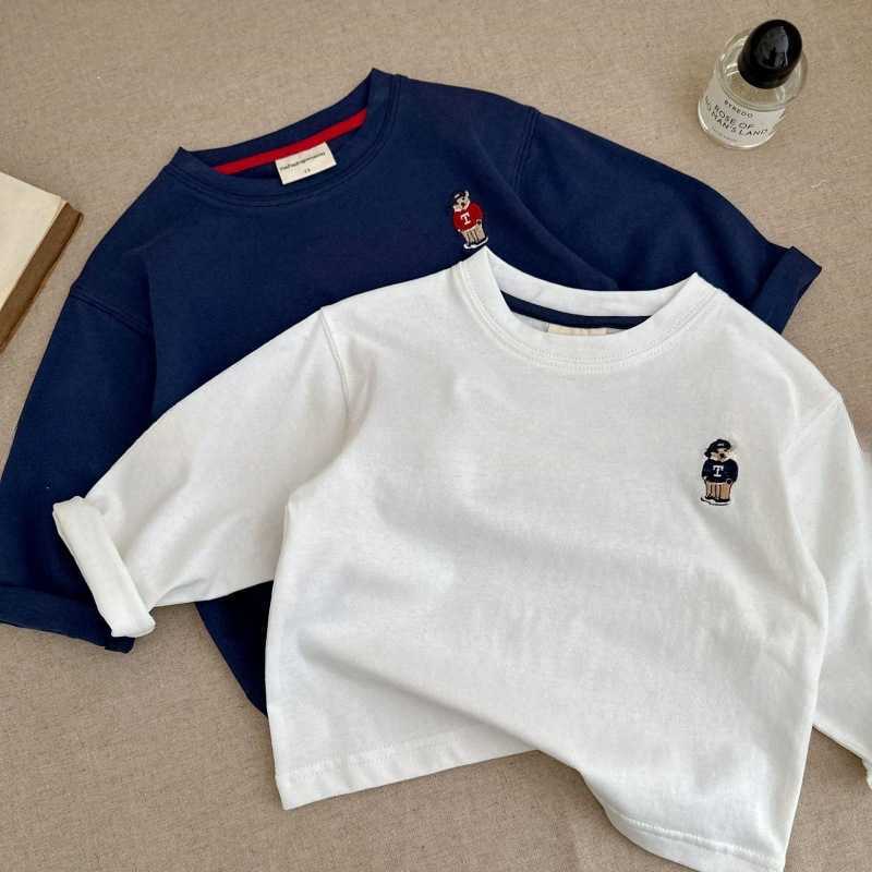 T-shirts 100% pure cotton childrens T-shirt 2025 Spring and Autumn Edition trendy childrens brand top teddy bear baby cartoon base shirt trendy styleY