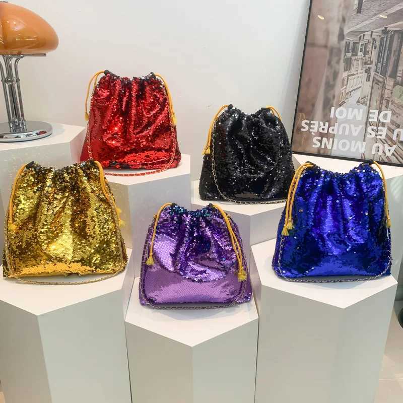 New Arrival Luxurious Evening Bag Bling Sequins Shoulder Bag Women Party Tote Bags Fashion Lady Bucket Handbags Girls Glitter Purses T250227