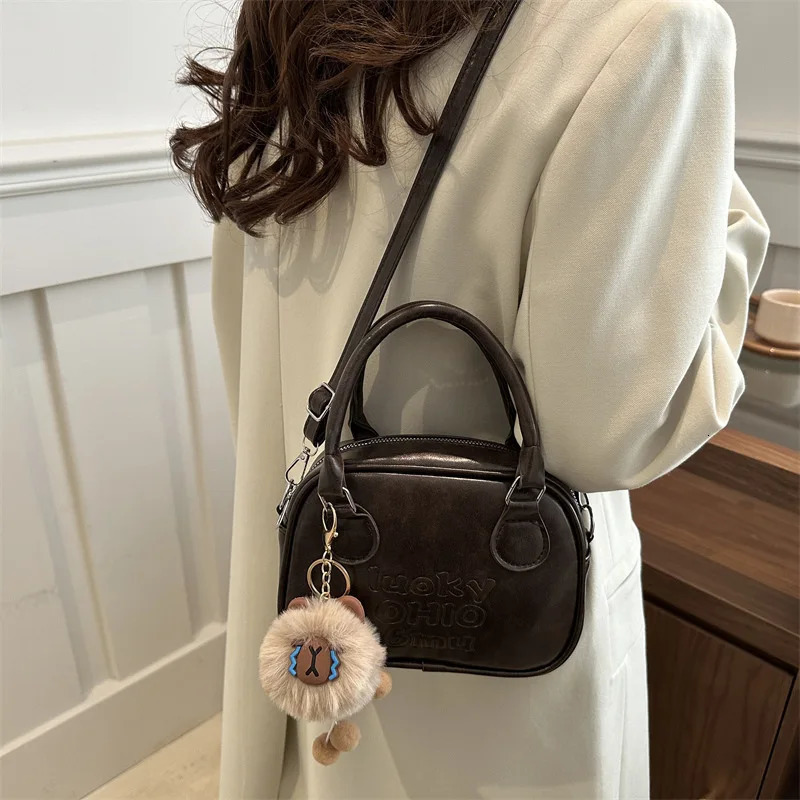 Ship from US Womens Bag Large Capacity Korean Fashion Texture Single Shoulder Crossbody Casual Retro Solid Color Handbag 250227FBB