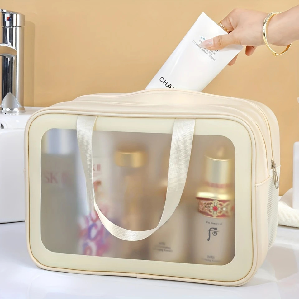 Ship from US Large Capacity Waterproof Double Layer Toiletry Bag for Travel and Fitness WetDry Separation Portable Cosmetic 250227FBB