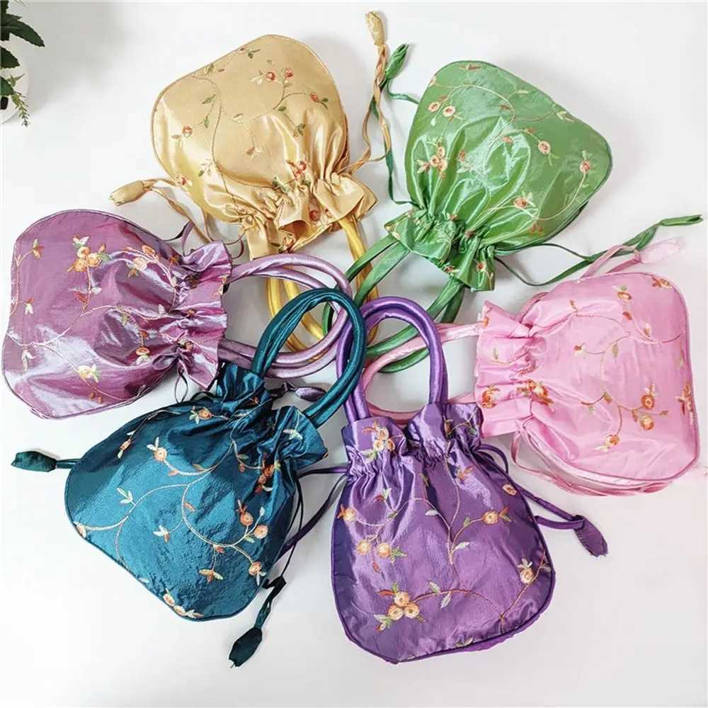 Embroidery Silk Drstring Handbag Womens Wallet Jewelry Packaging Storage Bucket Bag Hanfu AccessoriesXJ250227