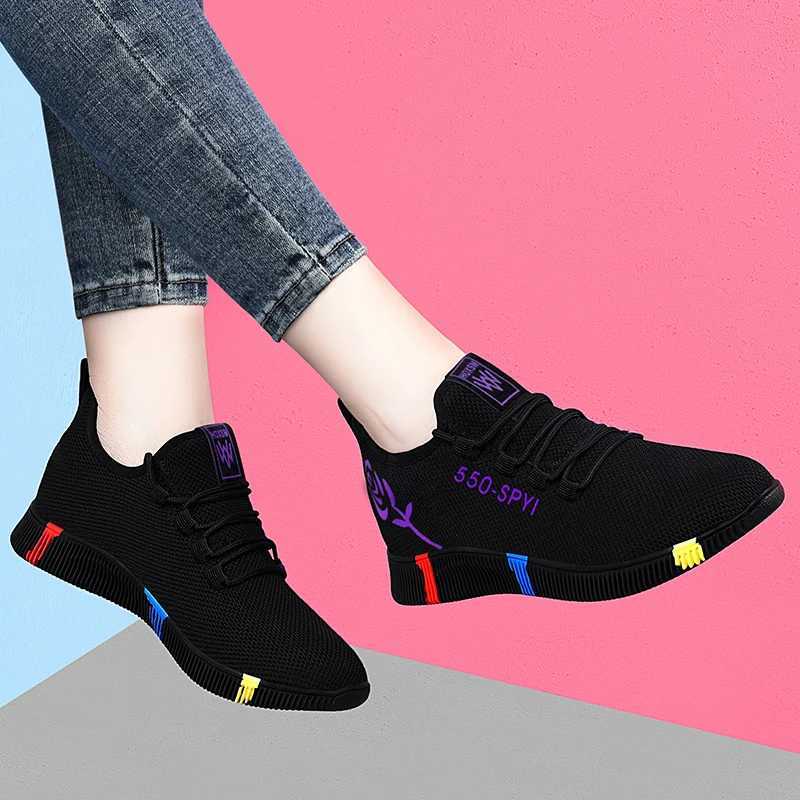 2023 Hot Sale Running Shoes Women Sport Shoes Outdoor Lace-up Platform Sneakers Air Mesh Breathable Walking Jogging Gym Trainers Z250227