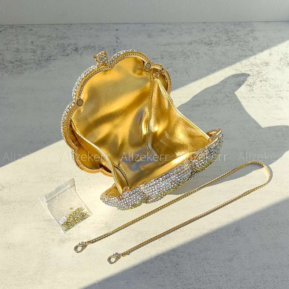 Alizekerr Rose Shaped Rhie Evening Bags Women Boutique Classy Sparkg Dia wer Clutch Purses Bridal Wedding Party