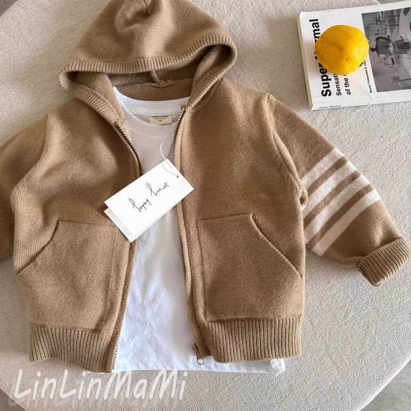 Pullover Childrens sweater jacket for men in Spring and Autumn 2025 new style for small and mediumsizedc hildrenh oodedc ardiganf orb abiest rendyb ra