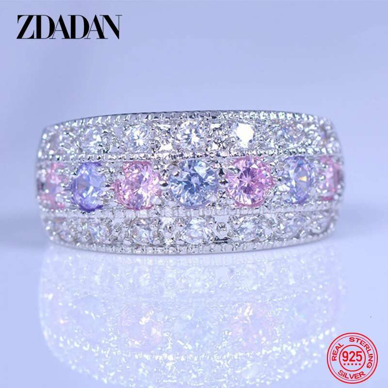 ZDADAN Sterg Sier Zircon Rings For Women Fashion Wedding Jewelry