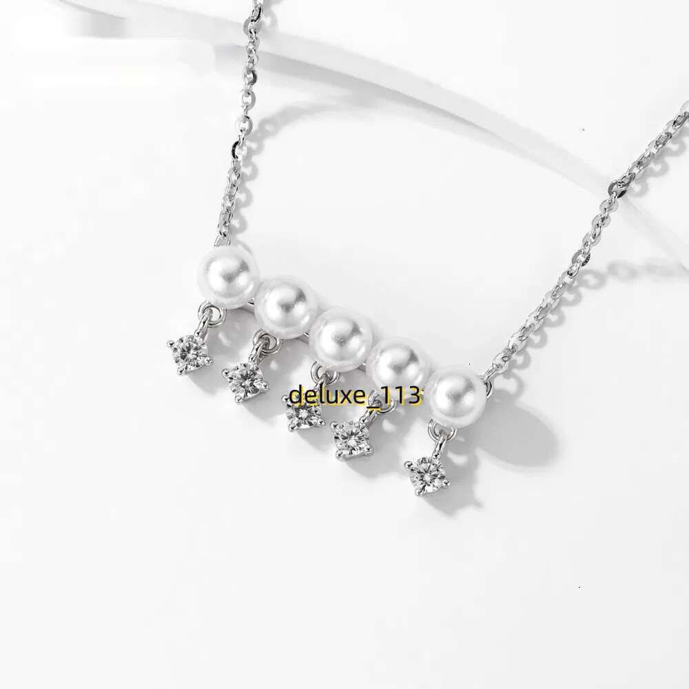 Anmiya Tassel Pearl Fresh Water Moissanite Collarbone Necklace Personalised Sterg Sier Necklaces for Women