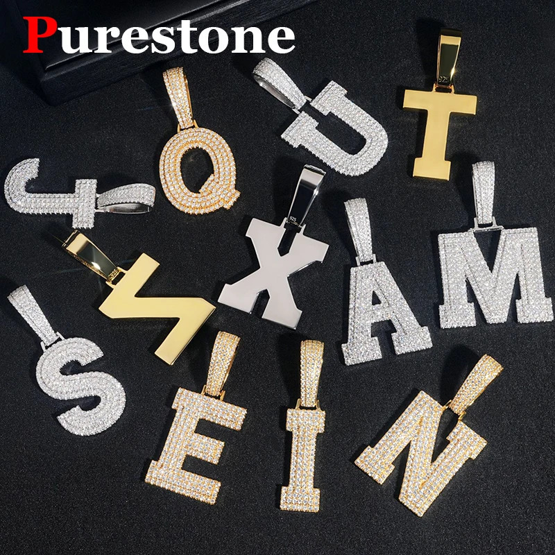 Pendant Cuban Letter Original 925 Sterling Silver Full For Women MenAlphabet Pendant 250227