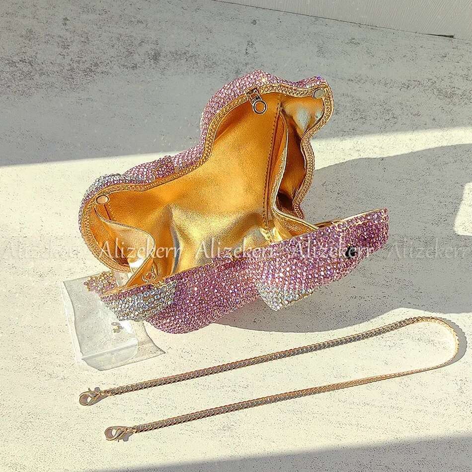 Alizekerr Dog Shaped Crystal Evening Bags Women Gorgeous Boutique Unique Rhie Purses And Handbags Wedding Party