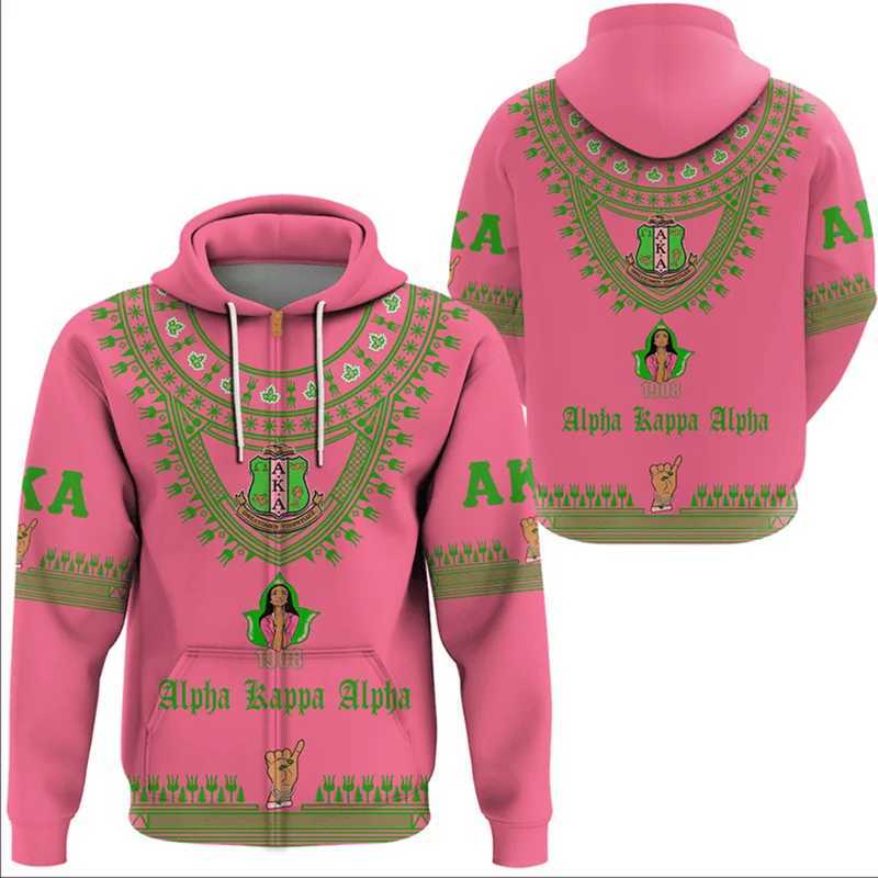 AKA 1908 Sorority Pullover Zip Up Hoodies For Women 3d Printed Casual Oversized Personity Anniversary Sweatshirts Womens Coat X250227