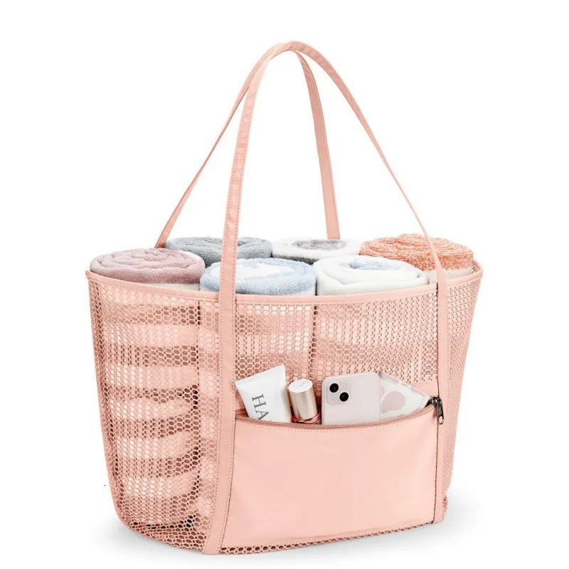 Ship from US Highend Elegant Handbag Beach Mesh Bag Largecapacity Travel Cosmetic Lipstick Change Storage Dropship 250227FBB