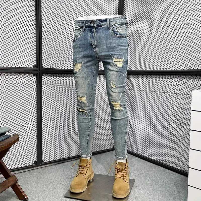 New Arrival 2024 European Style Boyfriend Designer Mens Slim Casual Washed Jeans Luxury Denim Jeans Pants Full Length Trousers X250227