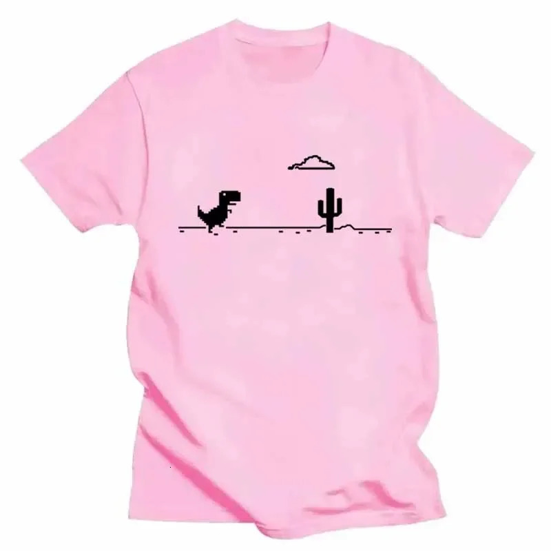 Mosaic Game Cactus Little Dinosaur Prints Men T-Shirts Creativity Street Funny Short Sleeve Casual All-math Mans Clothing 250227