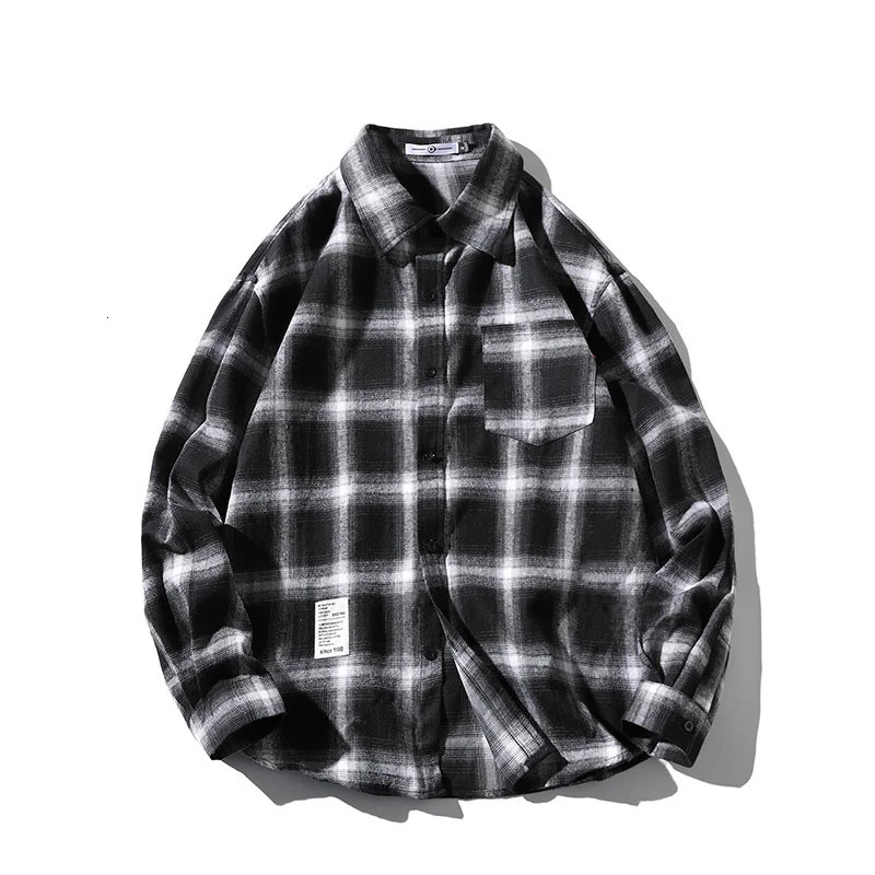 Spring Autumn Winter High Quality Casual Plaid Mens Loose Streetwear Longsleeved Shirt Retro Flannel Shirts Men 250226