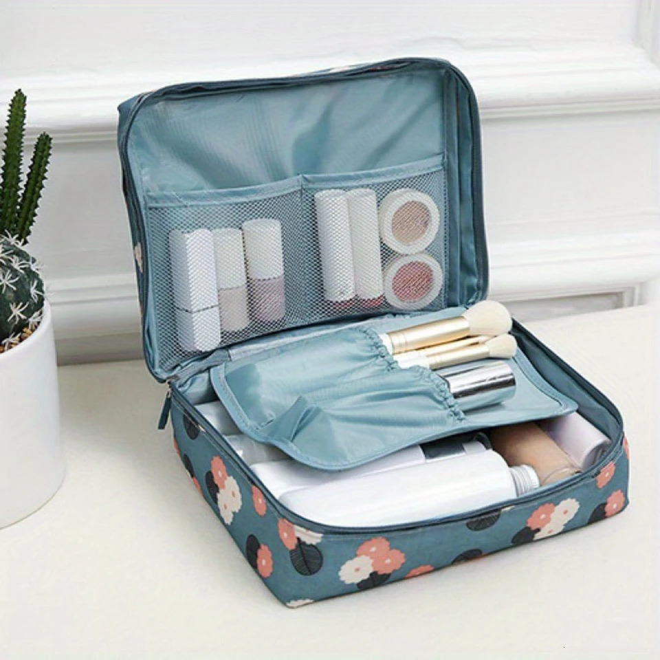 Ship from US 1pc ExtraLarge Stylish Square Cosmetic Bag Ultimate Travel Organizer with Durable Toiletry Case Multiple Compartments for E 250227FBB