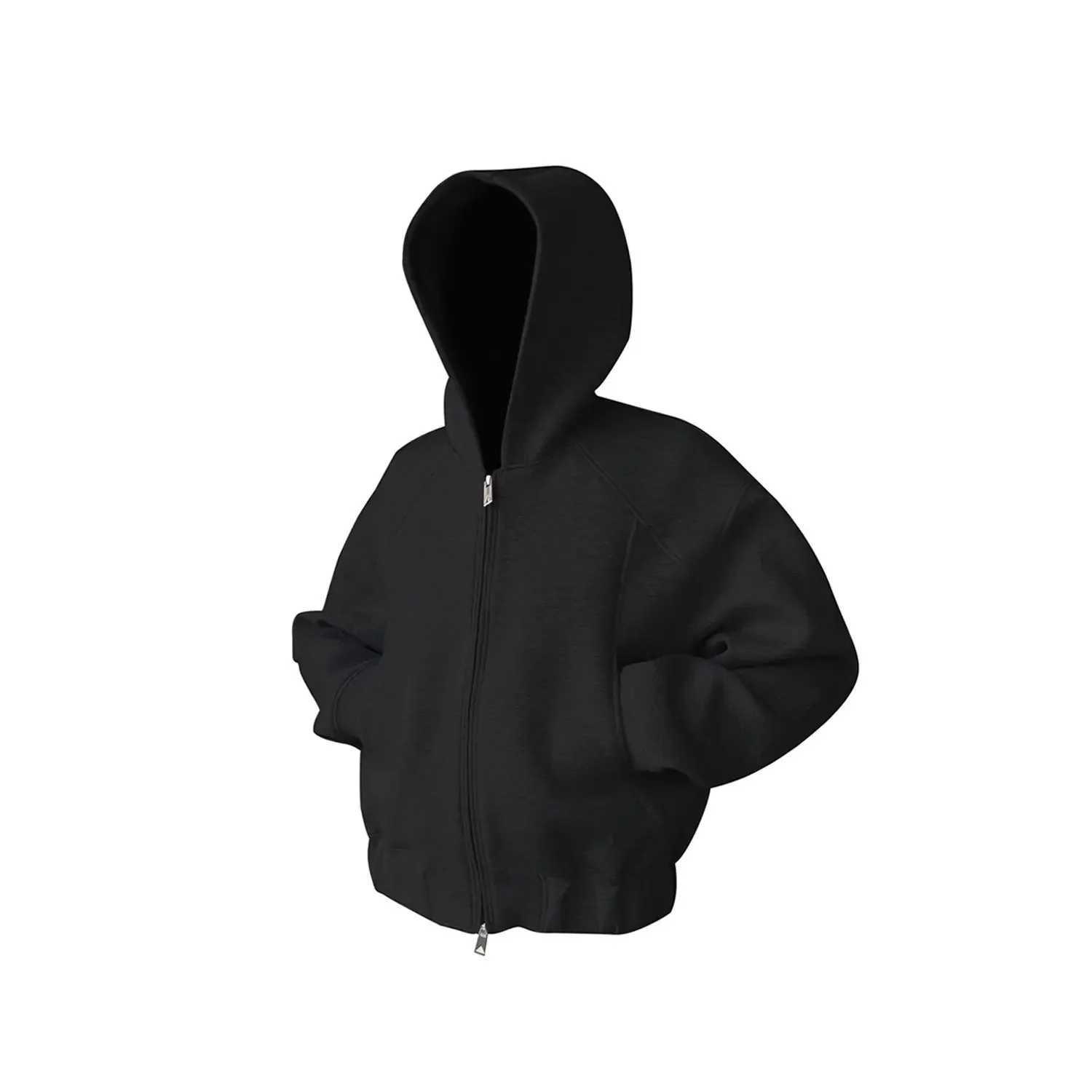 American split sweatshirt chic trendy layered space cotton boxy short y2k wide hooded silhouette tailored sweatshirt jacket X250227