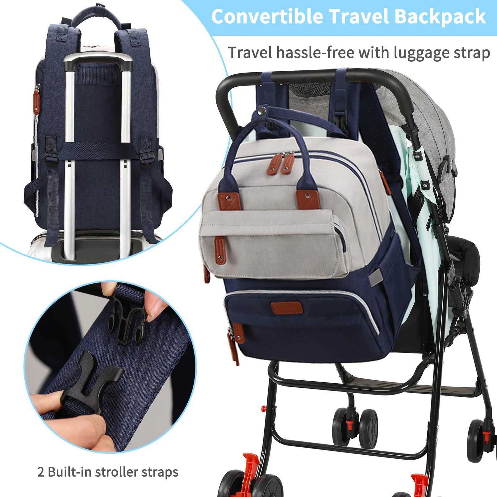 Diaper Bags Large Capacity Insulated Pockets Stroller Straps Water Resistant Durable Unisex Baby Diaper Bag To Travel Y250227QOEU