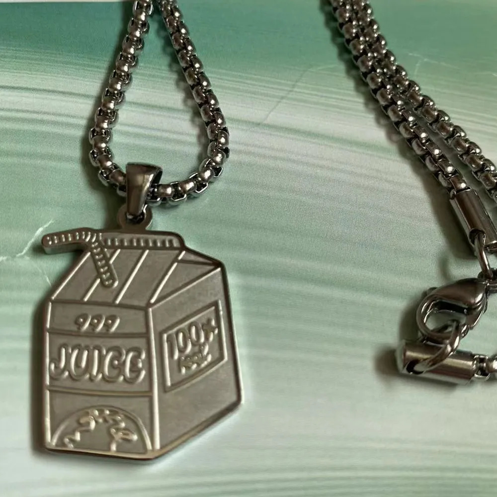 Exquisite Stainless Steel Juice Cup Pendant Necklace Personality Hip Hop Necklace Hoodie Accessories Fashion Jewelry for Couples 250227