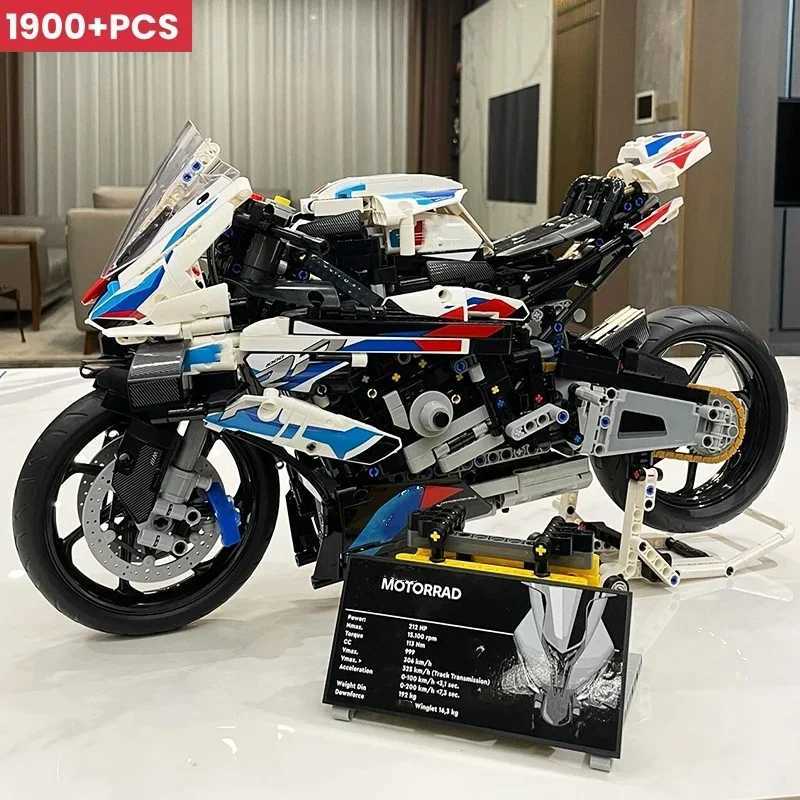 Motorcycle Building Bocks Simation Motorcycle Model Decoration Assembly Model Diffict Toy Boy Educational Creature Gifts Y250227