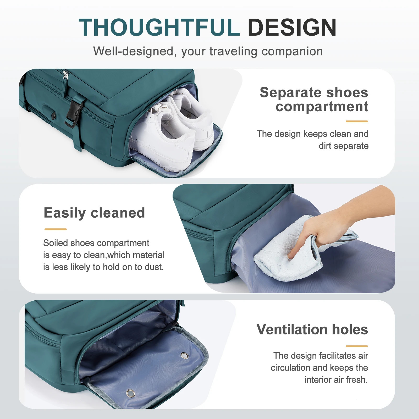 Ship from US Large Travel Backpack Women Carry on Airline Approved Personal Item Bag Airplane Hiking ShortTrip Rucksack 250227FBB