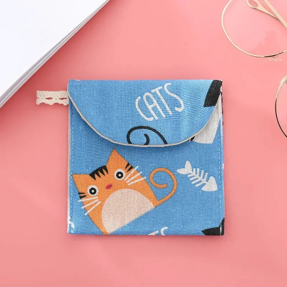 Ship from US Sanitary Pad Pouch Tampon Women Napkin Cosmetic Bags Organizer Ladies Makeup Girls Holder 250227FBB