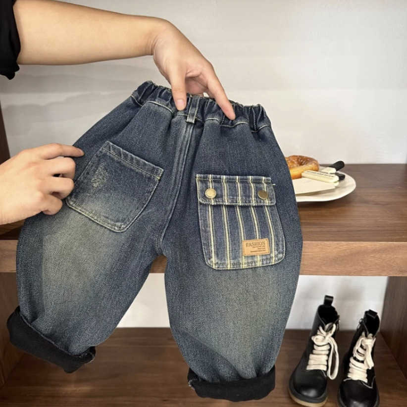 Jackets Cute childrens cotton jacket 2025 winter edition boys cartoon teddy bear denim shirt girls stylish cotton shirtY2502274V7X