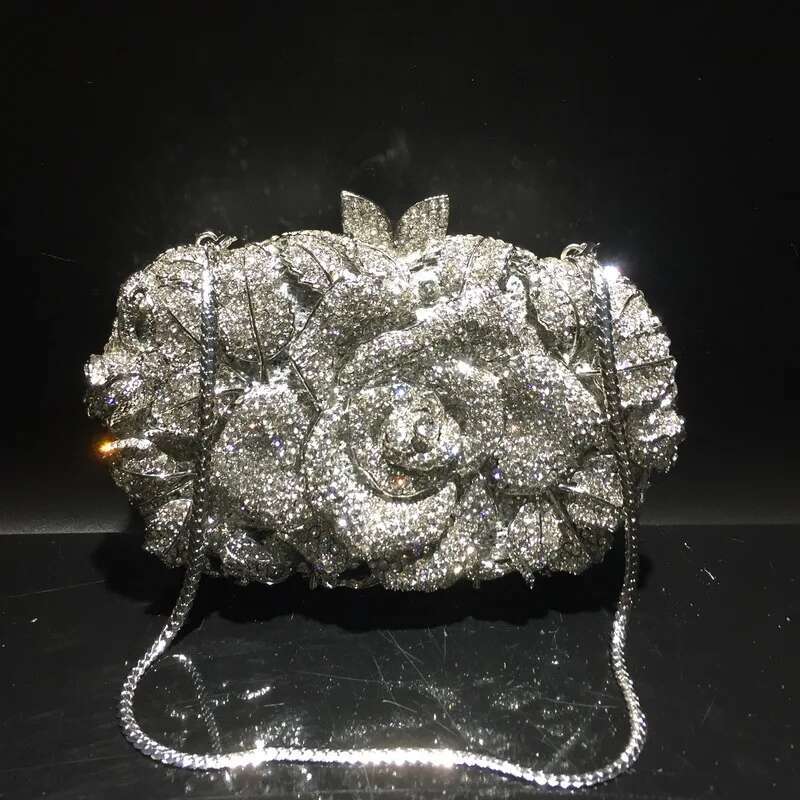 XIYUAN Sier Gold Black Red Colorful Crystal Clutch Purse Wedding Bridal Rhie Evening Handbags Party Dinner Banquet Bags