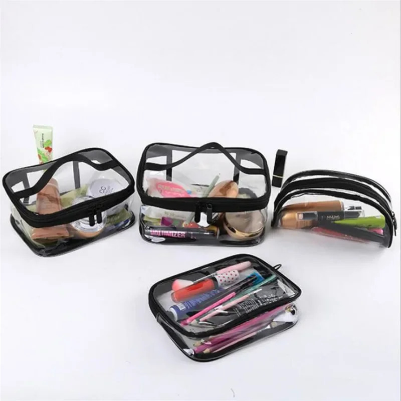 Ship from US Waterproof Transparent PVC Bath Cosmetic Bags Female Makeup Case Travel Zipper Beauty Wash Dryer 250227FBB