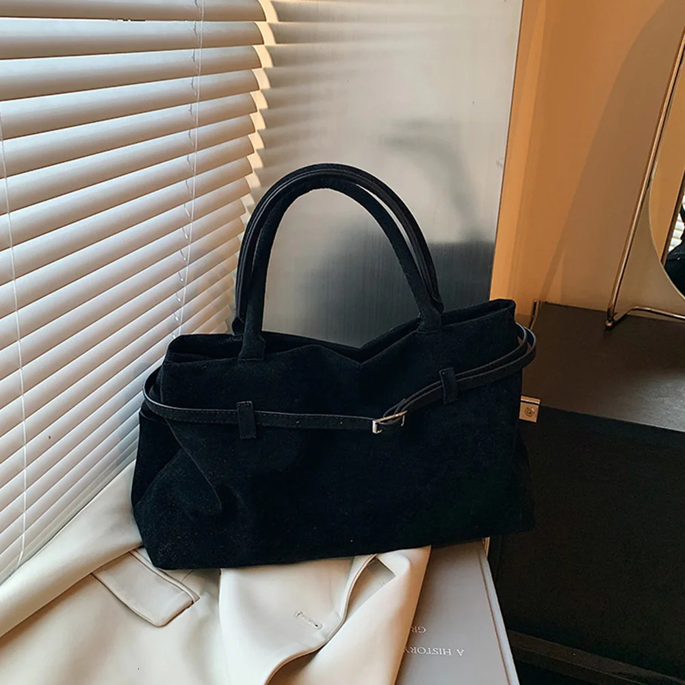 Ship from US Buckle Decorative n Faux Suede Handbag Women Shoulder Casual Tote Crossbody Bag Large Capacity Fashion Classic Versatile 250227FBB