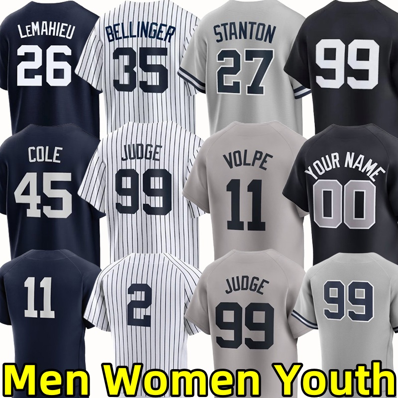 New Yorks Yankees Aaron Judge Baseball Jerseys Anthony Volpe Paul Goldschmidt Cody Bellinger DJ LeMahieu Giancarlo Stanton Max Fried Gerrit Cole Derek Jeter Jersey