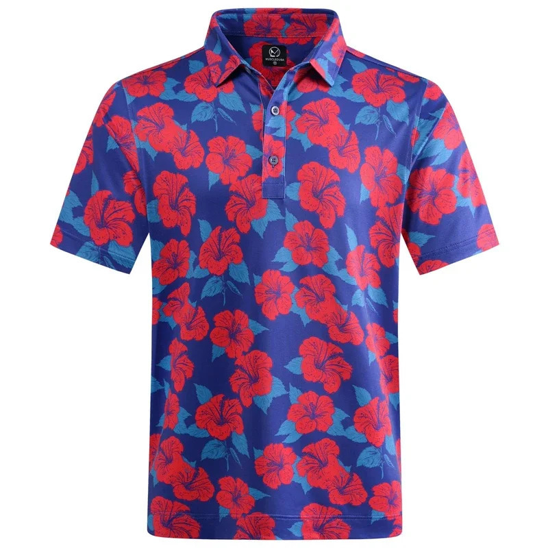 Hawaiian Plants Polo Shirt Man Summer 3D Print Leaves Flower Short Sleeve Golf Polo Shirts Oversized Street Tops T-Shirt Clothes 250224