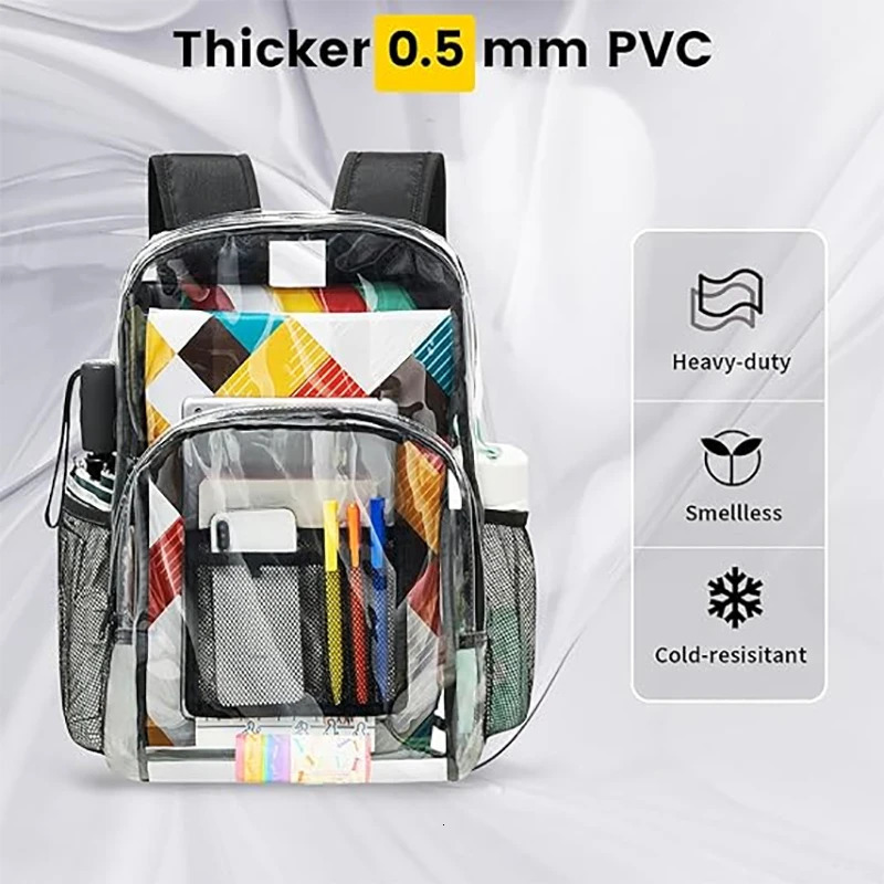 Clear Backpack Heavy Duty - PVC Transparent Backpack Large Clear Book Bag for College Work 250221