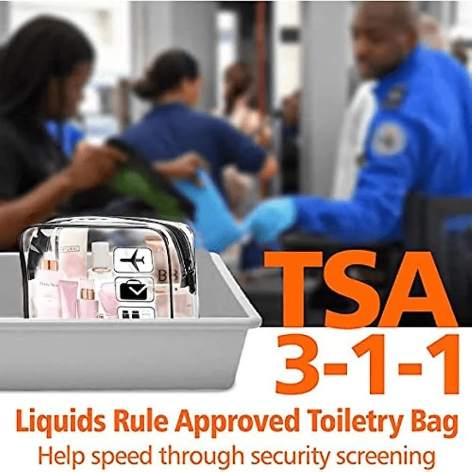 Ship from US 3 TSA approved transparent toilet bags waterproof cosmetic for travel carry on bathroom and vacation use 250227FBB