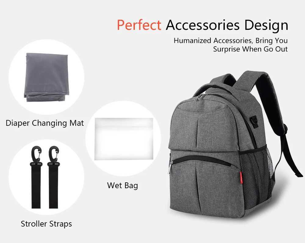 Diaper Bags Insular Solid Color Baby Diaper Changing Backpack Bag Multifunctional Baby Mommy Bag Waterproof Mummy Nappy Stroller Backpack Y250227VSPL