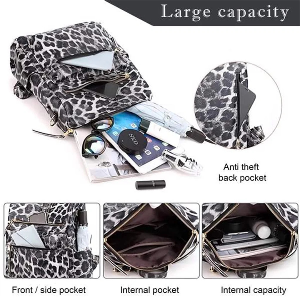 Ship from US Leather Leopard Print Backpack Purse for Women Fashion Multipurpose n Satchel Handbags Shoulder Bag Travel bag 250227FBB