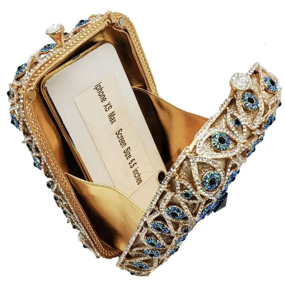 Boutique De FGG (in stock) Evil Eye Women Clutch Purse Rhie Evening Purses and Handbags Bridal Wedding Party Crystal Bags