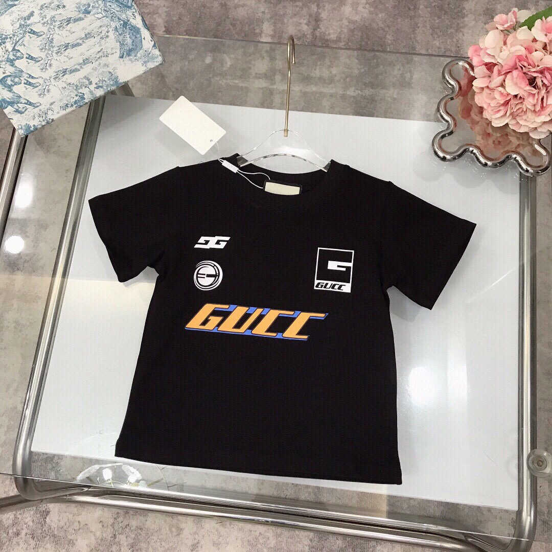T-shirts 2025 summer new childrens clothing black and white T-shirt short sleeved casual trendy round neck T-shirt for adults boys and girlsY2502274E4