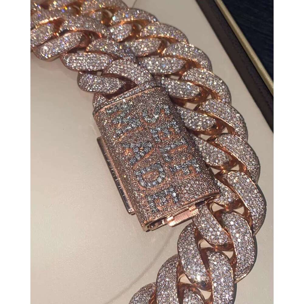 13Mm Vvs1 Moissanite Ice K Chain Necklace Sier Hip Hop Chains Miami Cuban Style Gift For Him
